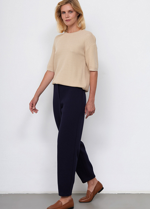 Брюки слоучи укороченные женские, цвет синий 