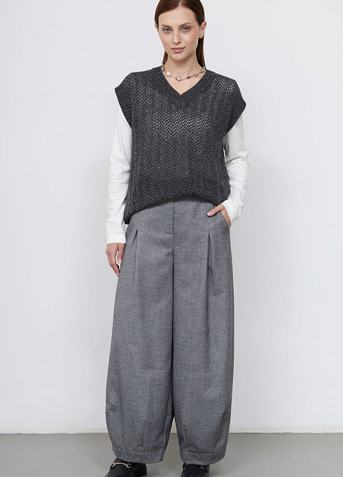 Брюки в стиле бохо женские, цвет серый 