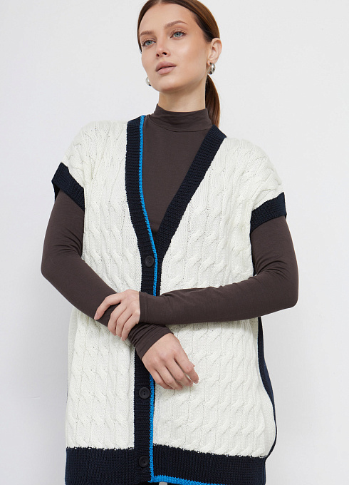 Жилет комбинированной вязки женский, многоцветный цвет