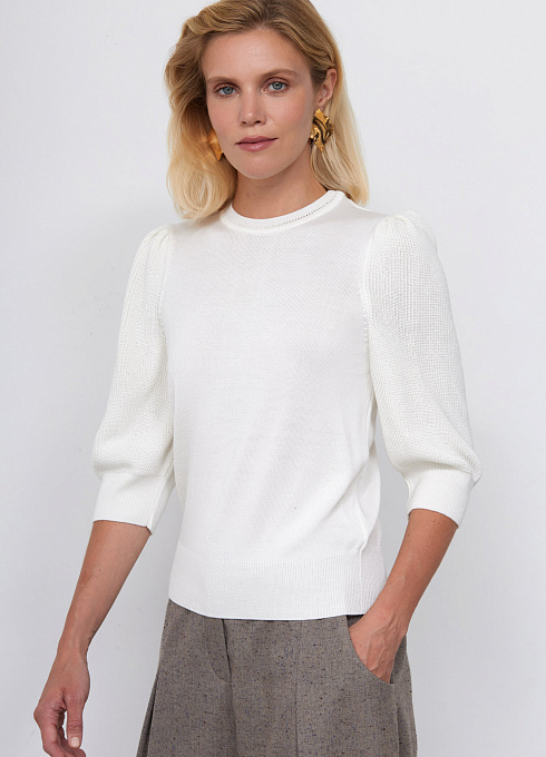 Джемпер с пышными рукавами женский,  белый цвет
