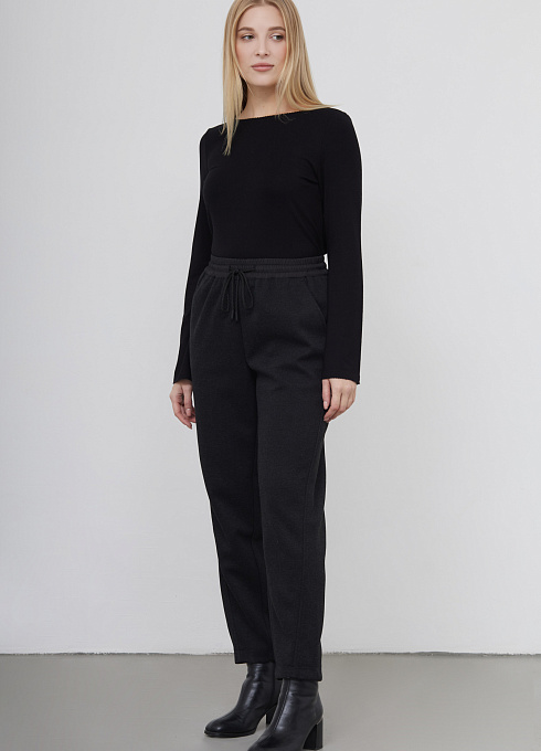 Брюки слоучи на резинке женские, цвет серый