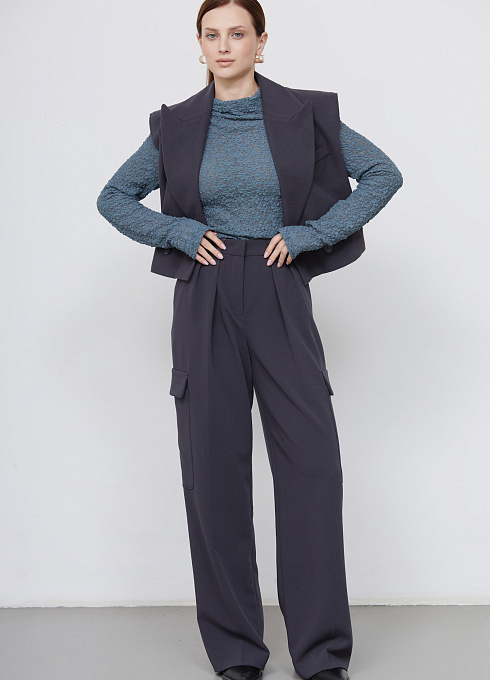 Брюки карго костюмные женские, цвет серый 