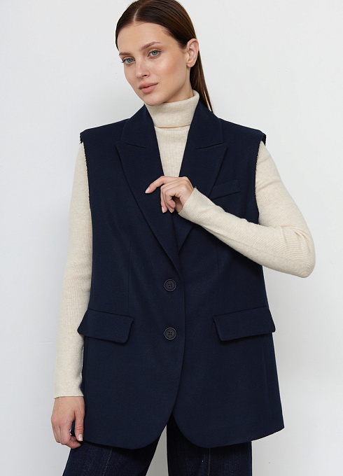 Жилет oversize костюмный женский,  синий цвет