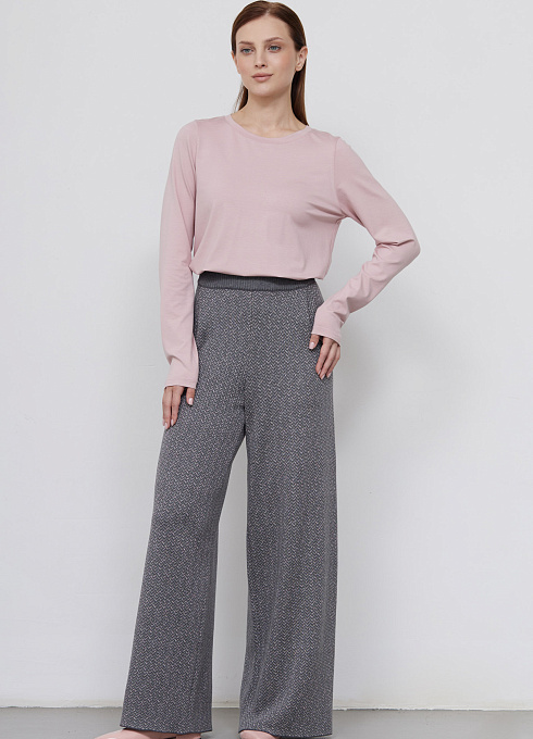 Брюки вязаные с защипами женские, цвет серый 