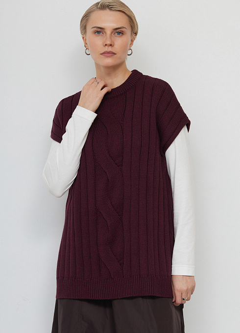 Жилет oversize с разрезами  женский,  бордовый цвет