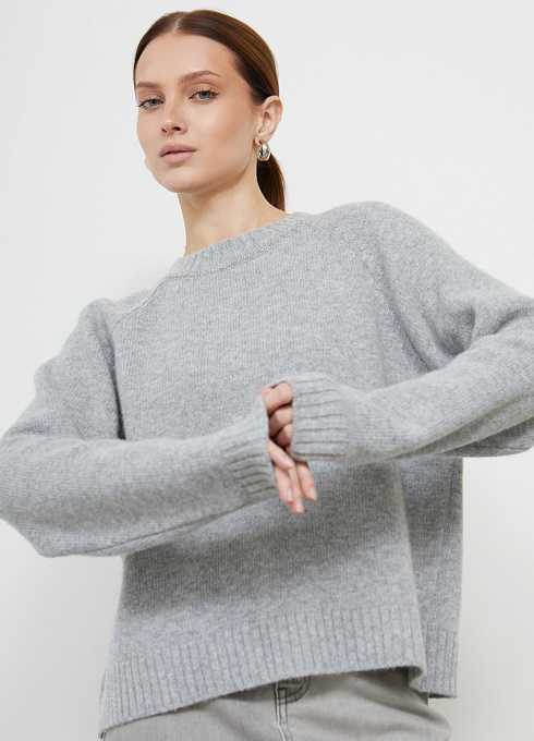 Свитер базовый полушерстяной женский, серый цвет