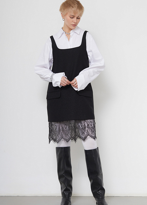 Сарафан с кружевом  женское,  чёрный цвет