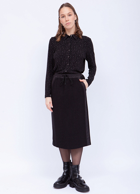 Юбка миди с лампасами женская,  серый цвет