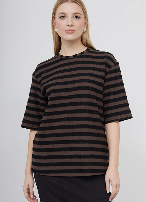 Футболка из мягкого трикотажа женский,  коричневый цвет