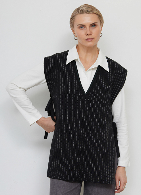 Жилет oversize на завязках женский,  чёрный цвет
