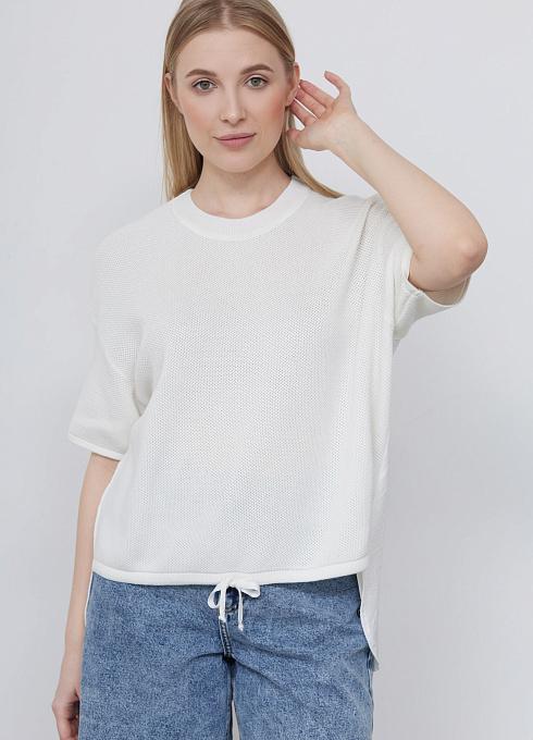 Джемпер oversize комбинированный женский,  белый цвет