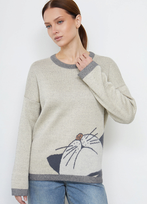 Джемпер из пушистого трикотажа женский,  многоцветный цвет