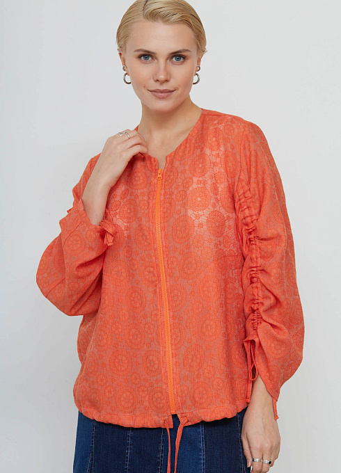Жакет оверсайз ажурный женский, оранжевый цвет