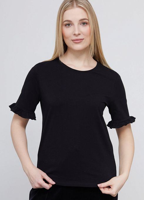 Футболка из хлопка женский,  чёрный цвет