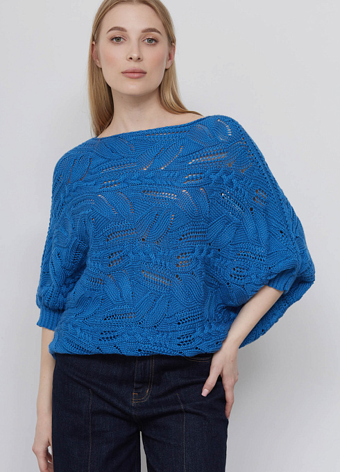 Жилет ажурной вязки с шерстью женский,  синий цвет