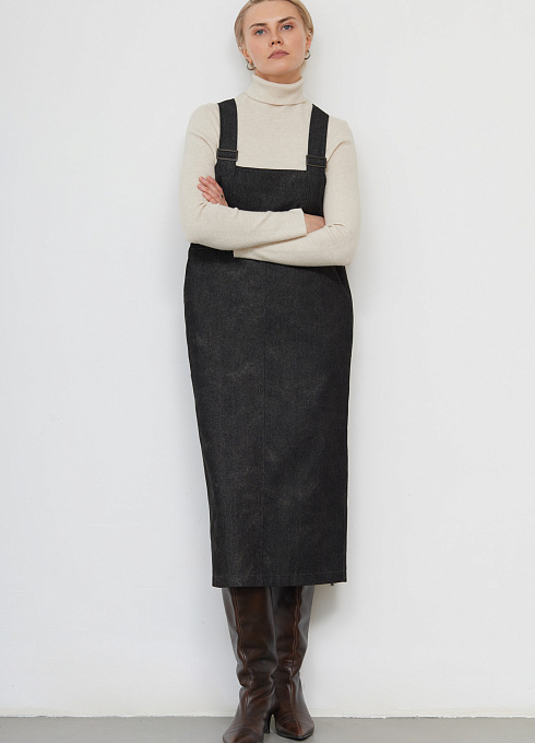 Сарафан из винтажного денима женское,  серый цвет