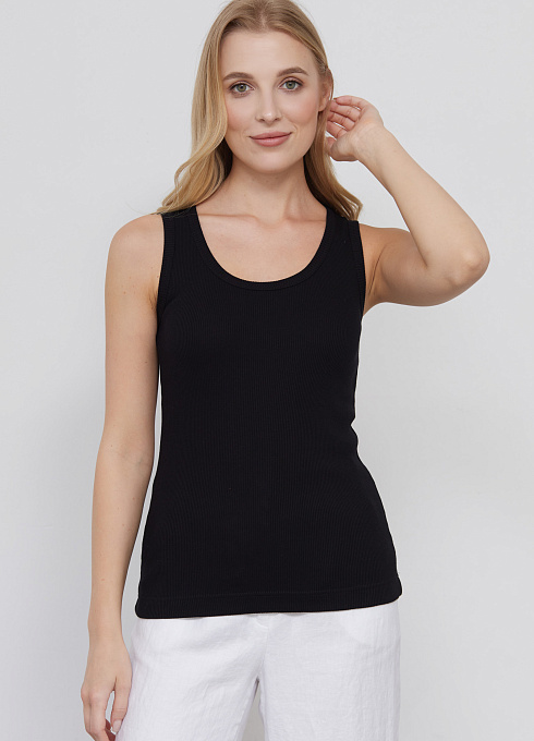 Майка базовая в рубчик для женщины,  чёрный цвет