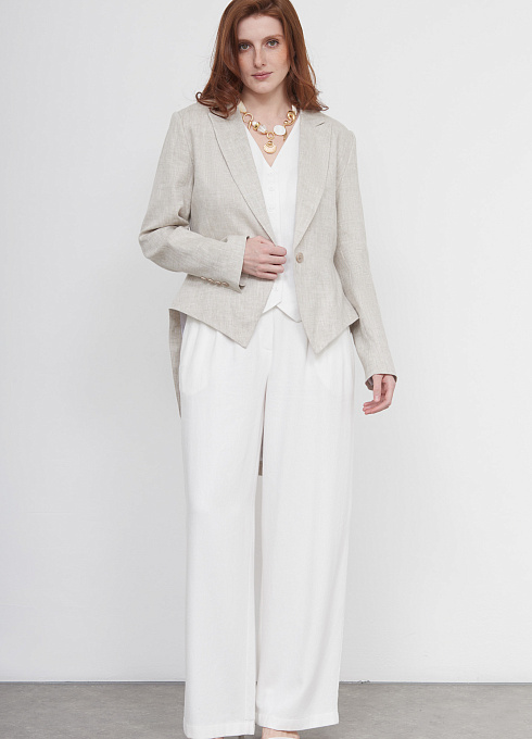 Жакет-фрак льняной женский,  бежевый цвет