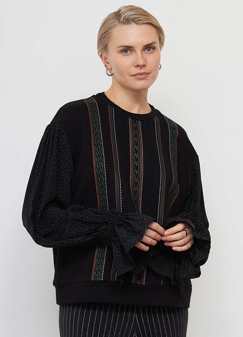 Свитшот с блузочными рукавами женский,  многоцветный цвет