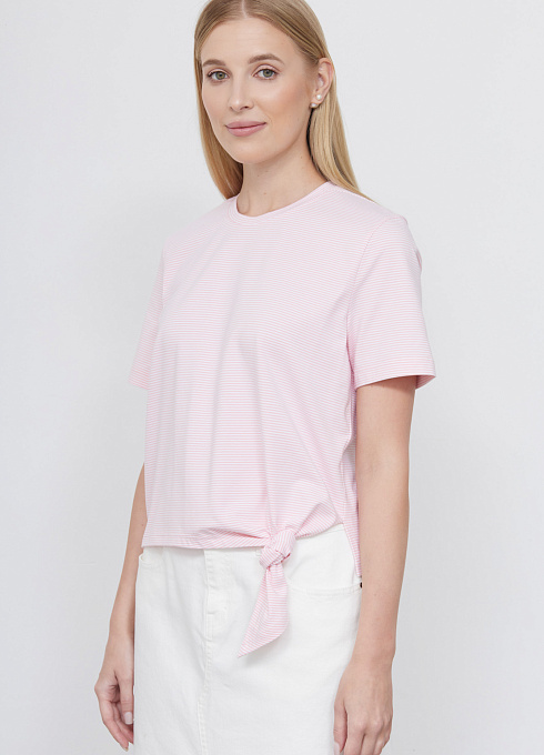 Футболка с декоративным узлом женский, розовый цвет