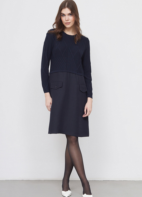 Платье комбинированное женское, синий цвет