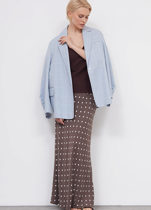 Юбка годе в горошек женская, коричневый цвет