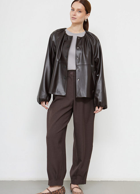 Брюки-слоучи из поливискозы женские, цвет коричневый 