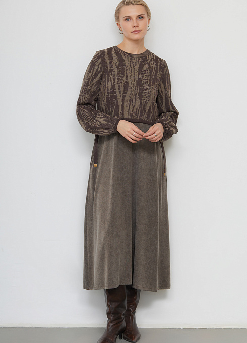 Платье миди комбинированное женское, многоцветный цвет