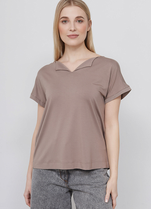 Футболка oversize трикотажная женский,  бежевый цвет