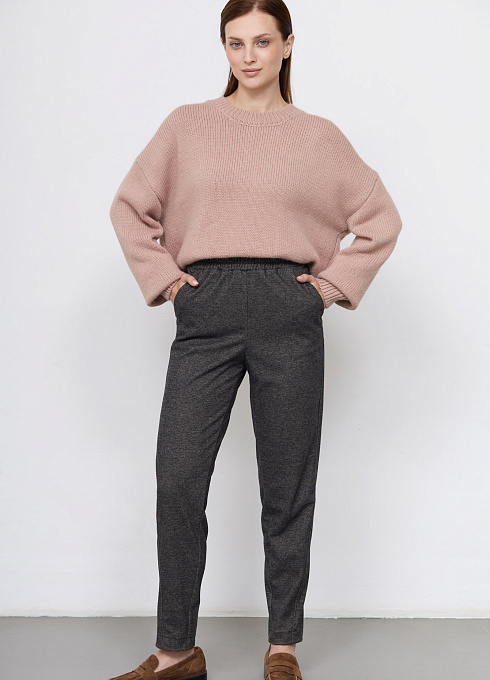 Брюки бананы на резинке женские, цвет серый 