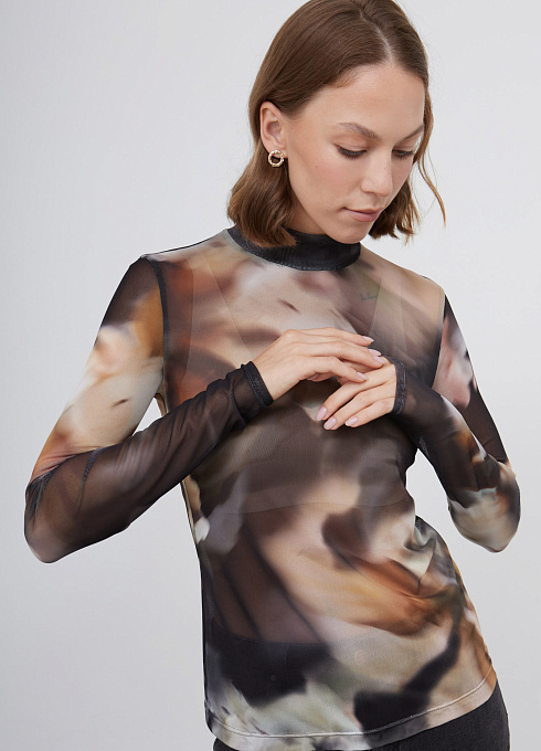 Водолазка из сетки женский,  многоцветный цвет