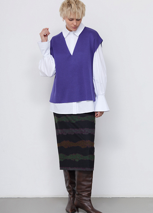 Юбка миди в полоску женская,  многоцветный цвет