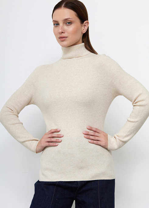 Водолазка базовая с шерстью женский, бежевый цвет