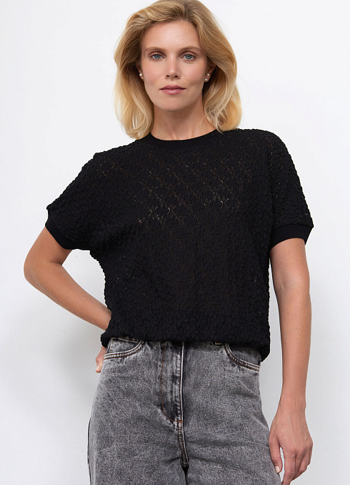 Блуза из гипюра женский,  чёрный цвет