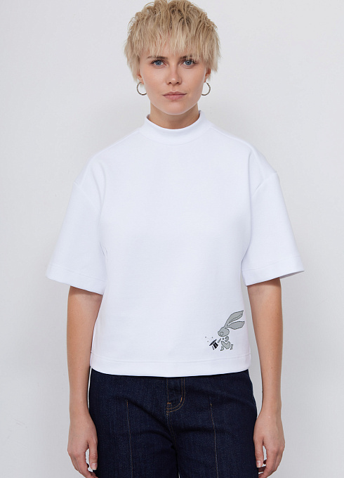 Футболка c воротником-стойкой женский,  белый цвет