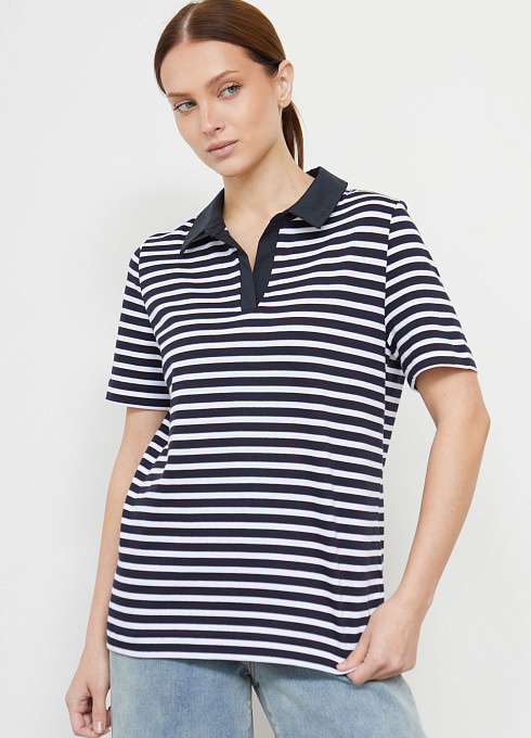 Футболка-поло в полоску женский,  многоцветный цвет