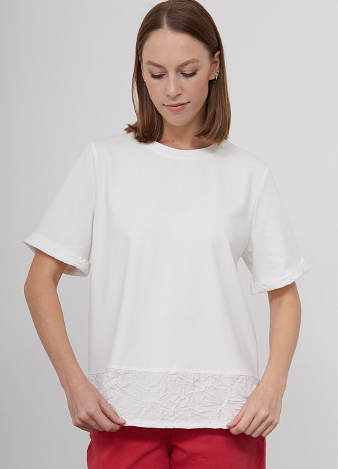Футболка oversize комбинированная женский,  белый цвет