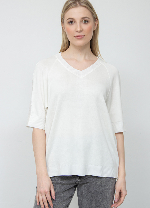 Джемпер oversize комбинированный женский,  белый цвет