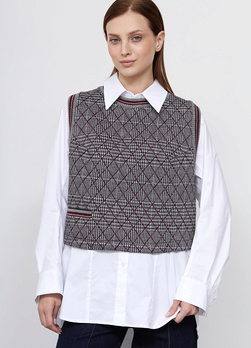 Жилет стеганый с принтом женский,  многоцветный цвет