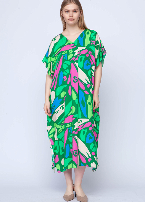 Платье oversize со складкой для женщины,  многоцветный цвет
