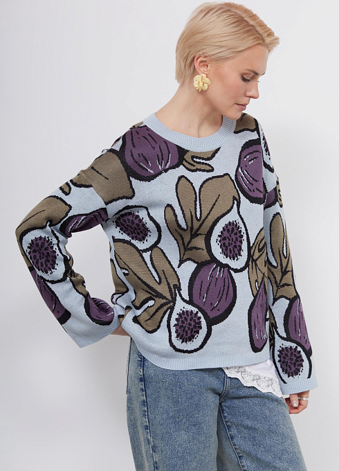 Джемпер с жаккардовым рисунком женский,  многоцветный цвет