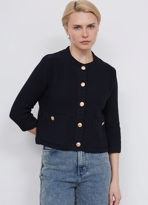 Кардиган с акцентными пуговицами женский, синий цвет