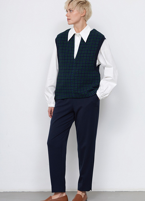 Брюки на резинке классические женские, цвет синий 