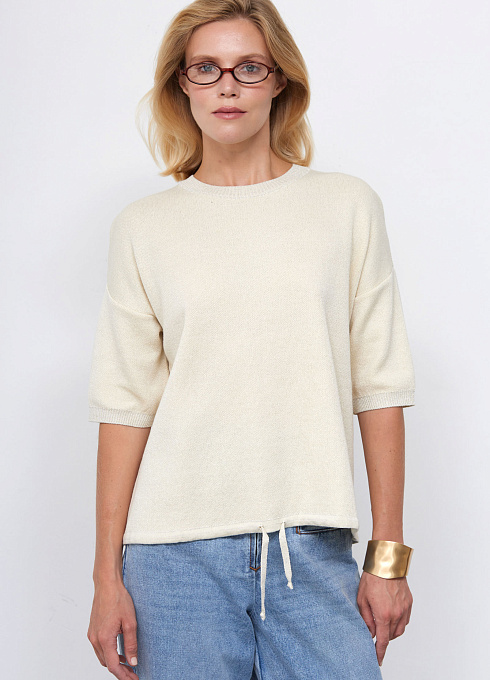 Джемпер с люрексом женский,  бежевый цвет