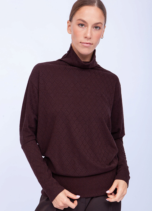 Джемпер с посадкой на бедрах женский, коричневый цвет