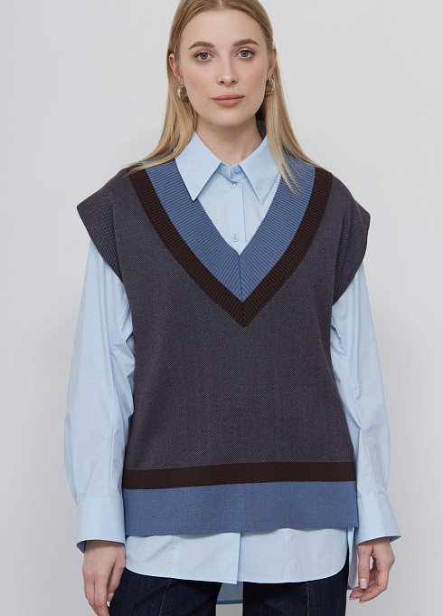 Жилет oversize с V-вырезом женский,  многоцветный цвет
