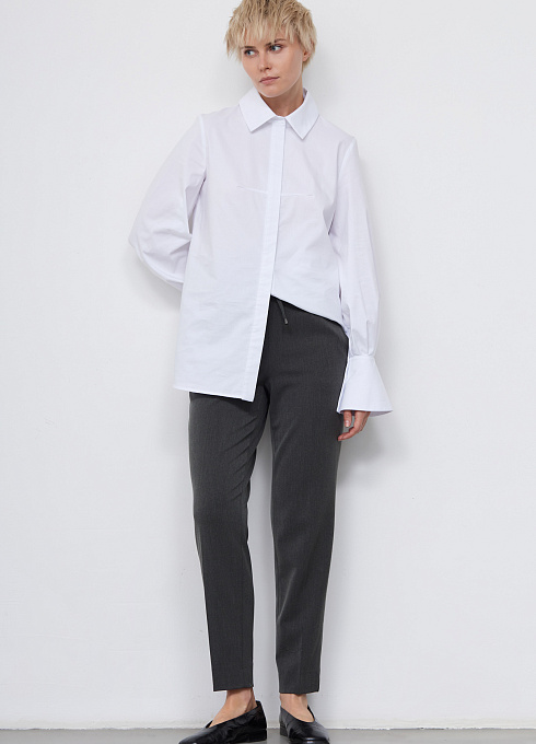 Брюки на резинке классические женские, цвет серый