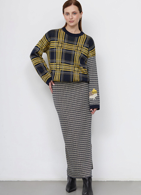 Юбка жаккардовой вязки женская,  многоцветный цвет