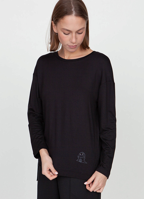 Джемпер из вискозы с декором женский, чёрный цвет