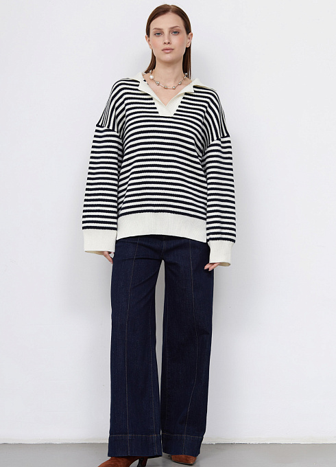 Джемпер жен. 310541.01303.9407S Сине-молочный  (2)